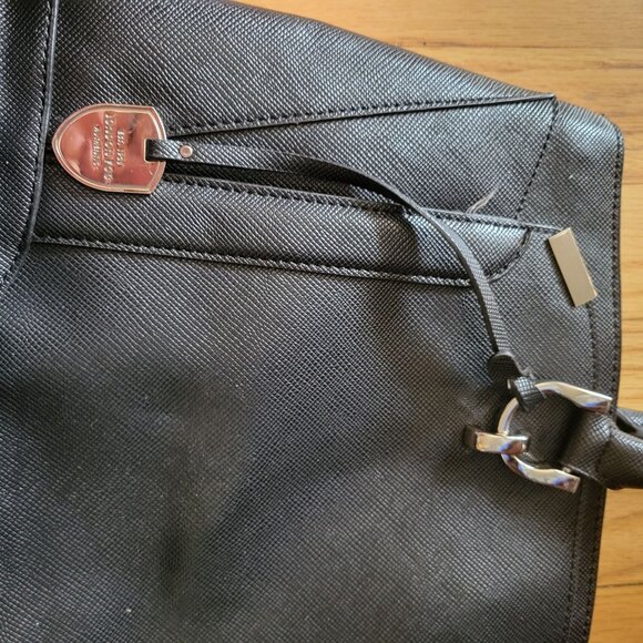 Michael Kors Saffiano Leather Tote Bag With Dual Handles & Silver Hardware - Bla - Picture 4 of 15